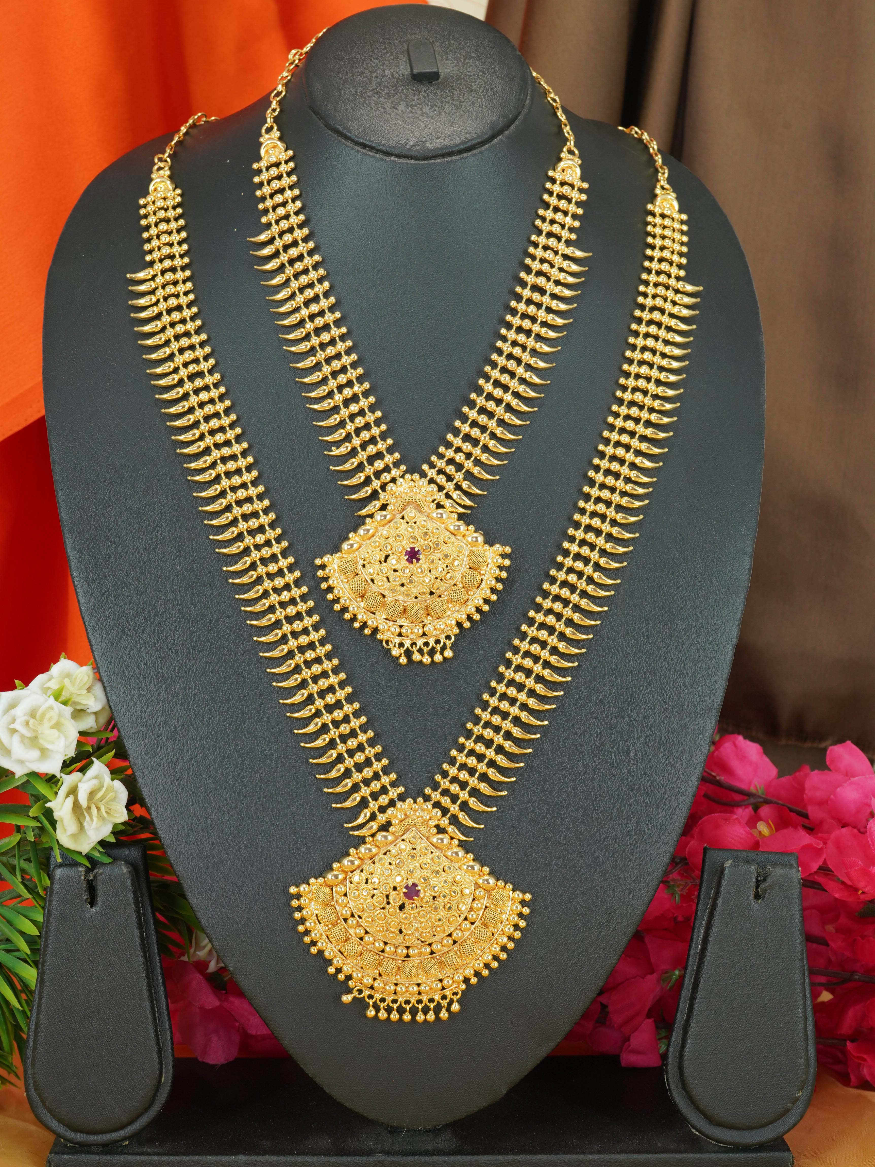 Premium gold plated Kerala jewelry combo set 11107N