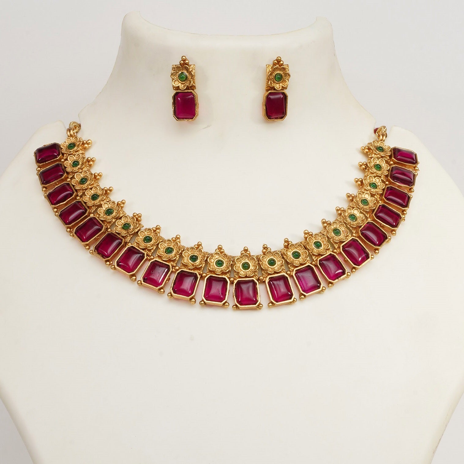 Premium quality Color stone short necklace set 9290N