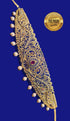 Real unpolished stones ruby/emerald in gold antique finish Vadanam/Vodiannam/waistbelt Flexible waist size 9070N-Waist belt-Griiham-Griiham