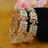 Rose Gold Plated Set of 2 designer Bangles with Mint Green and Mint Pink Color  9336B