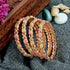 Rose Gold Plated Set of 4 designer Bangles with Mint color green pink stones 9332B