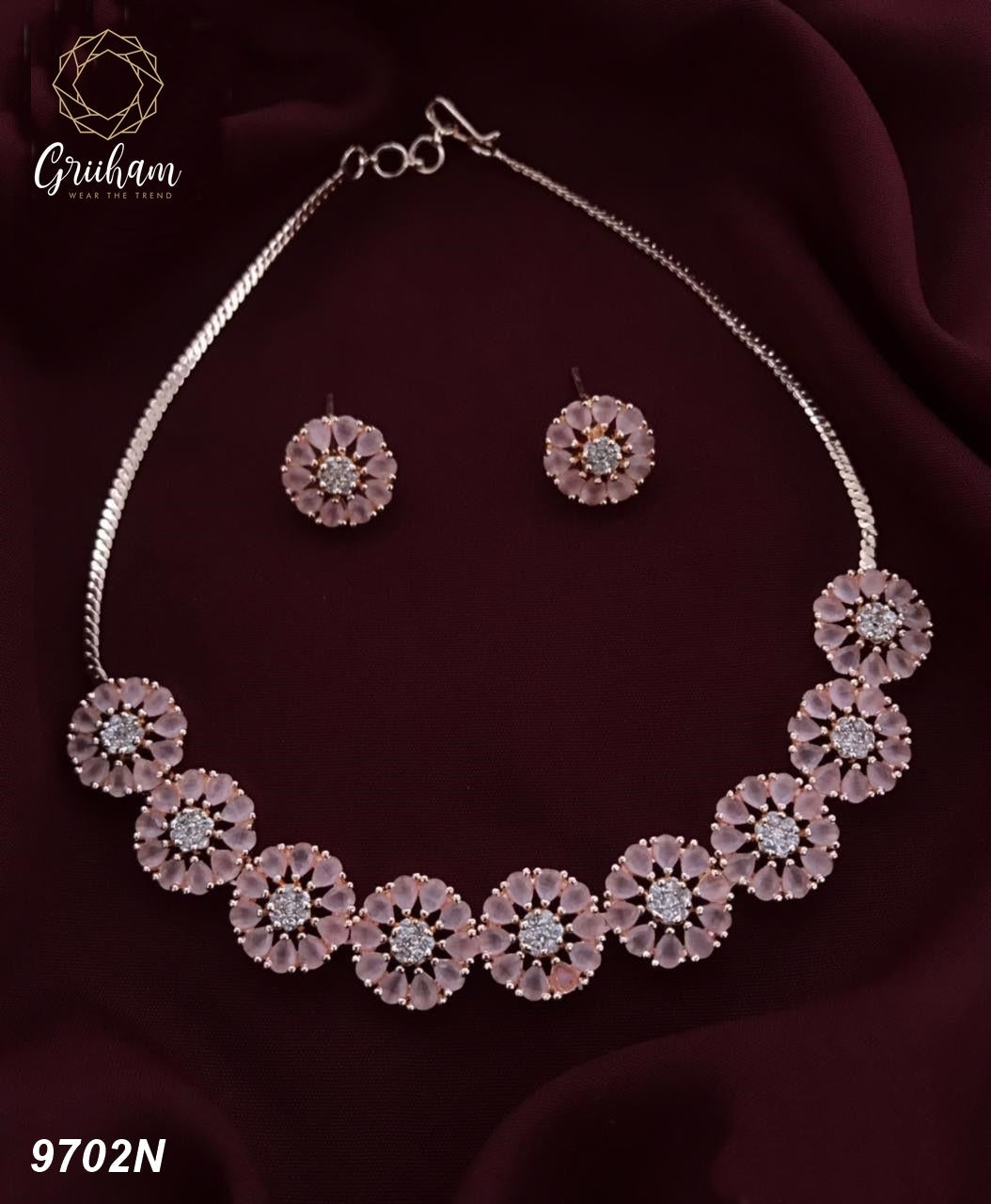 Sayara Collection Floral pattern Party Wear Necklace Set 9705N