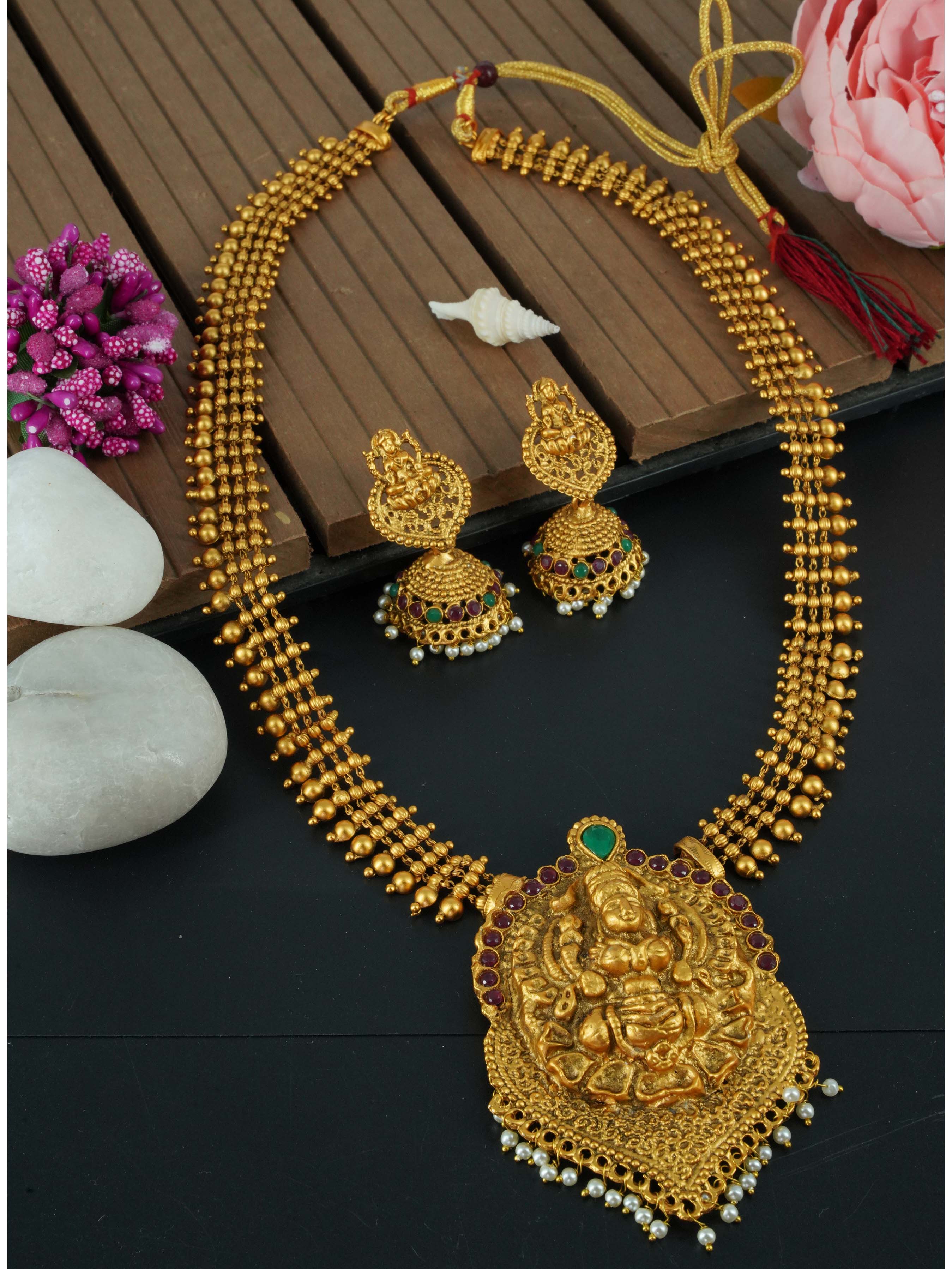 SiddhiLaxmi Exclusive Design Laxmi Necklace Set with pearl drops NSN07-1103-4546N