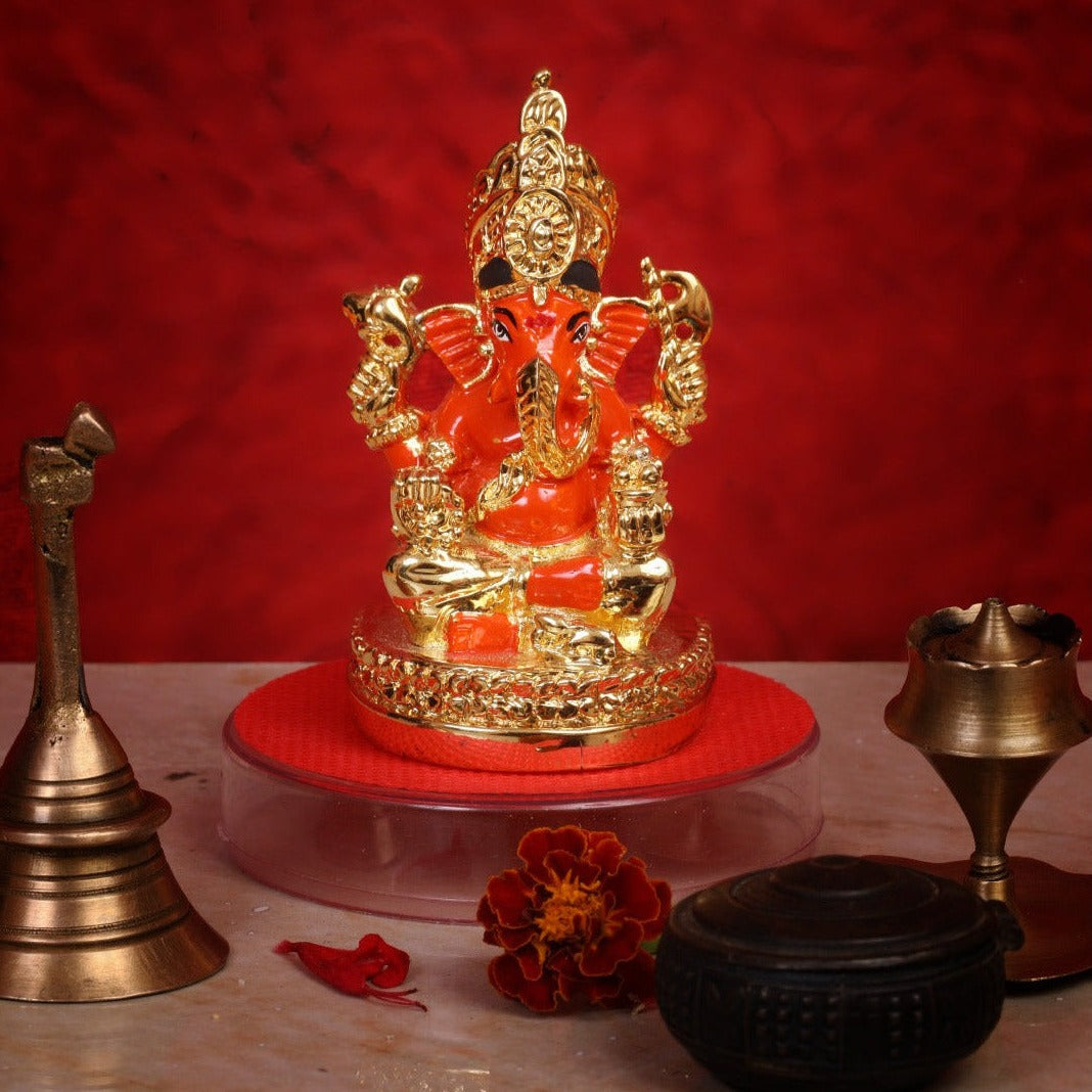 Sidhivinayak Gold Plated Ganesh Marble idol 3inches Height