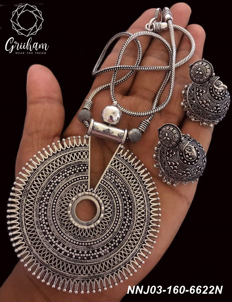 Silver Oxidised Contemporary design Set for all occasions Any Attire 6622N