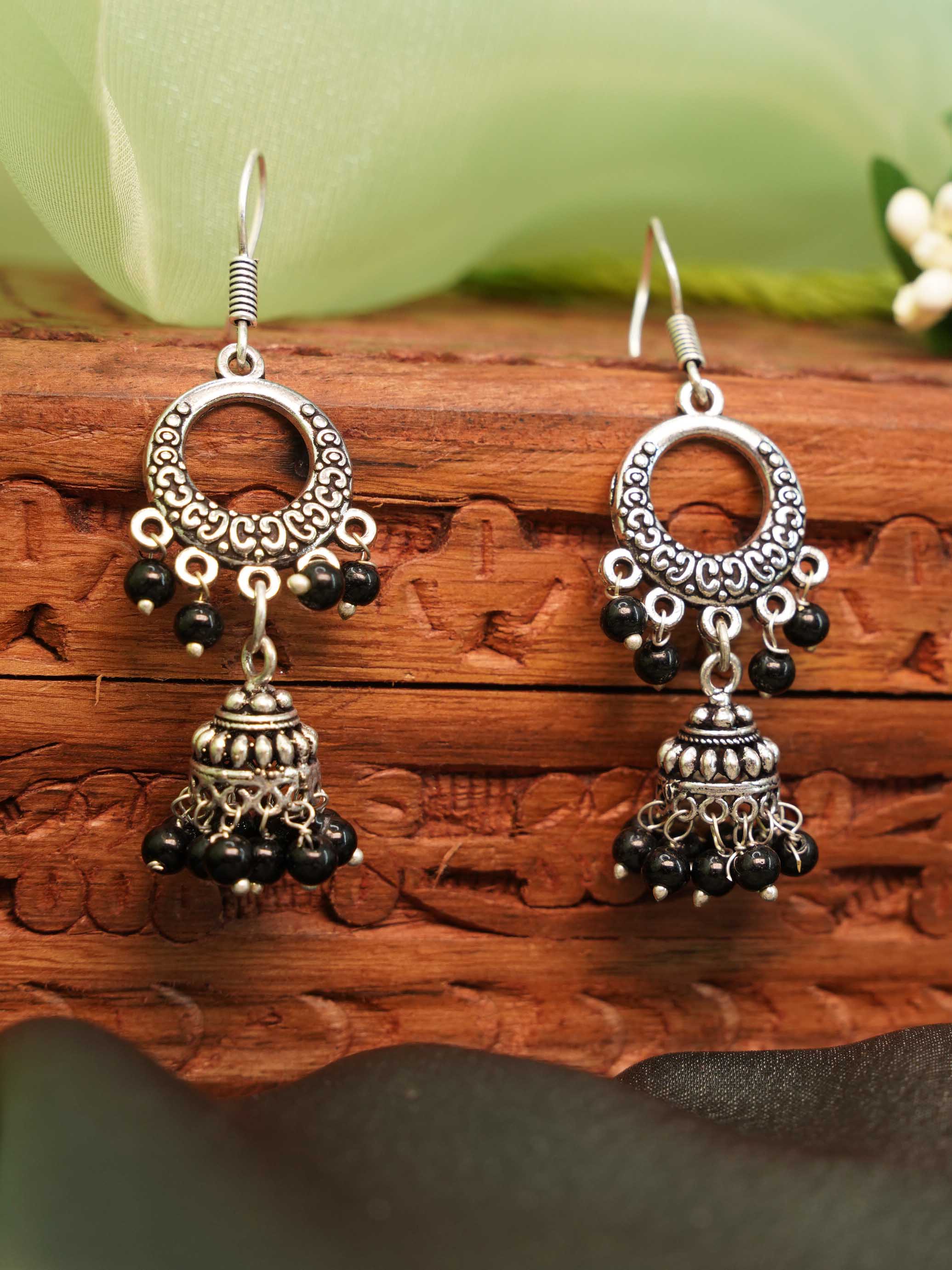 Silver Oxidised Exclusive Cute designs Jhumkis / Earrings 9780N