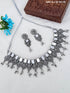 Silver Oxidised Exclusive Designer Necklace Set with Mirror Stones 9811N
