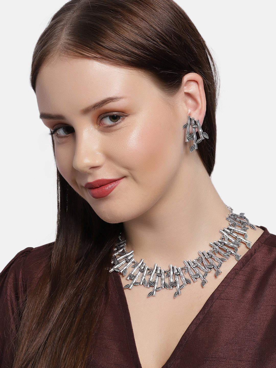 Silver Oxidised Jewelry Modern concept 5118N
