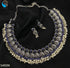 Silver Oxidised short Peacock Necklace set with Blue colour stones and pearls drops 5493N