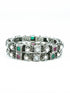 Silver Plated Set of 2 designer Bangles with colored stones 10278A