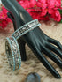 Silver Plated Set of 2 designer Bangles with mirror fitting Blue beads 10863C