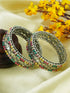 Silver Plated Set of 2 designer Bangles with mirror fitting white beads 10873A