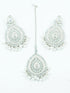 Silver finish Earring/jhumka/Dangler studded with Mirror Stones with Mang Tikka and Pearl Drops 11821N