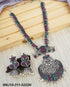Silver oxidised Multicolour stone necklace set NNJ10-311-5222N