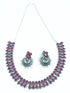 Two Line Classy Oxidised Necklace Set with different colour stones Options 11942N