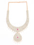 White Gold finish Long white cz stone necklace set 8899N